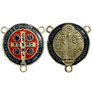 ET1631045 - Entremeio Medalha de São Bento Dourado Resinado- 5,2x4,3cm