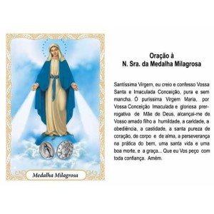 OG14063P100 - Oração Medalha Milagrosa c/ 100un. - 9,5x6,5cm