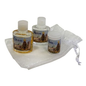 KT750501 - Kit N. Sra. Aparecida - Água Benta + Sal Grosso + Óleo