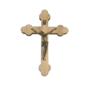 CW760088 - Crucifixo Madeira Clara - 17,5x12,5cm