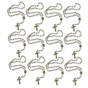 TE050035P12 - Terço Acrílico Dourado c/ 12un. - 32cm